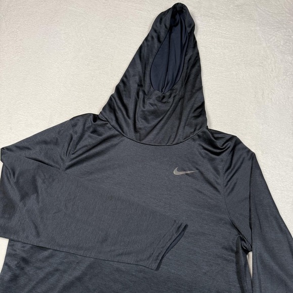 Nike Dri-FIT Hooded Shirt Mens XL Navy Blue Long Sleeve Athletic High Neck - Picture 1 of 9